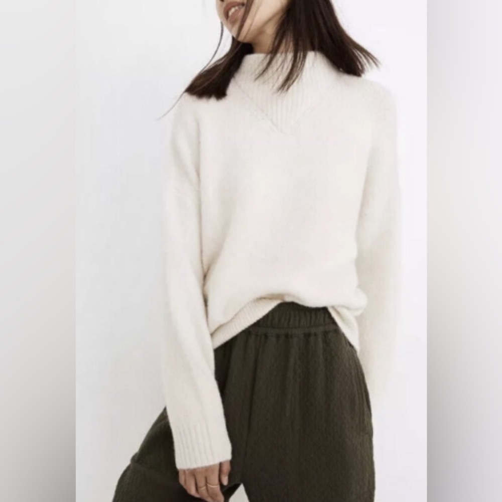 Madewell Mockneck Pullover Sweater Dillon Style Ivory Sz M